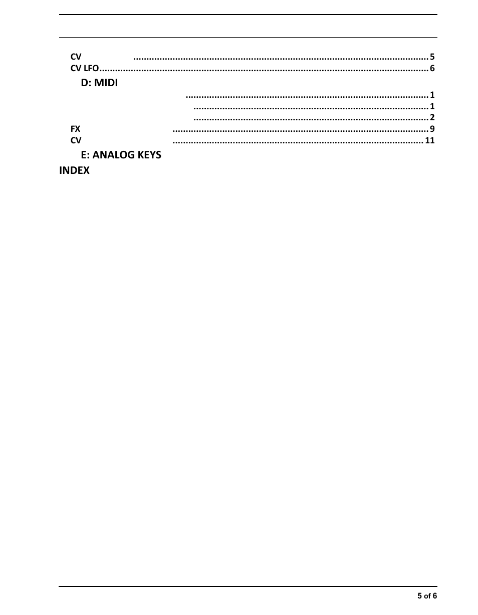 D: midi, E: analog keys index | Elektron Analog Four User Manual | Page 9 / 126