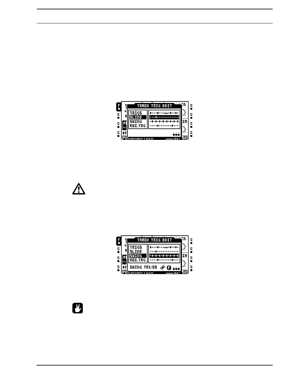 Slide, Swing, Recorder trigs | Slide swing recorder trigs | Elektron Octatrack User Manual | Page 101 / 189