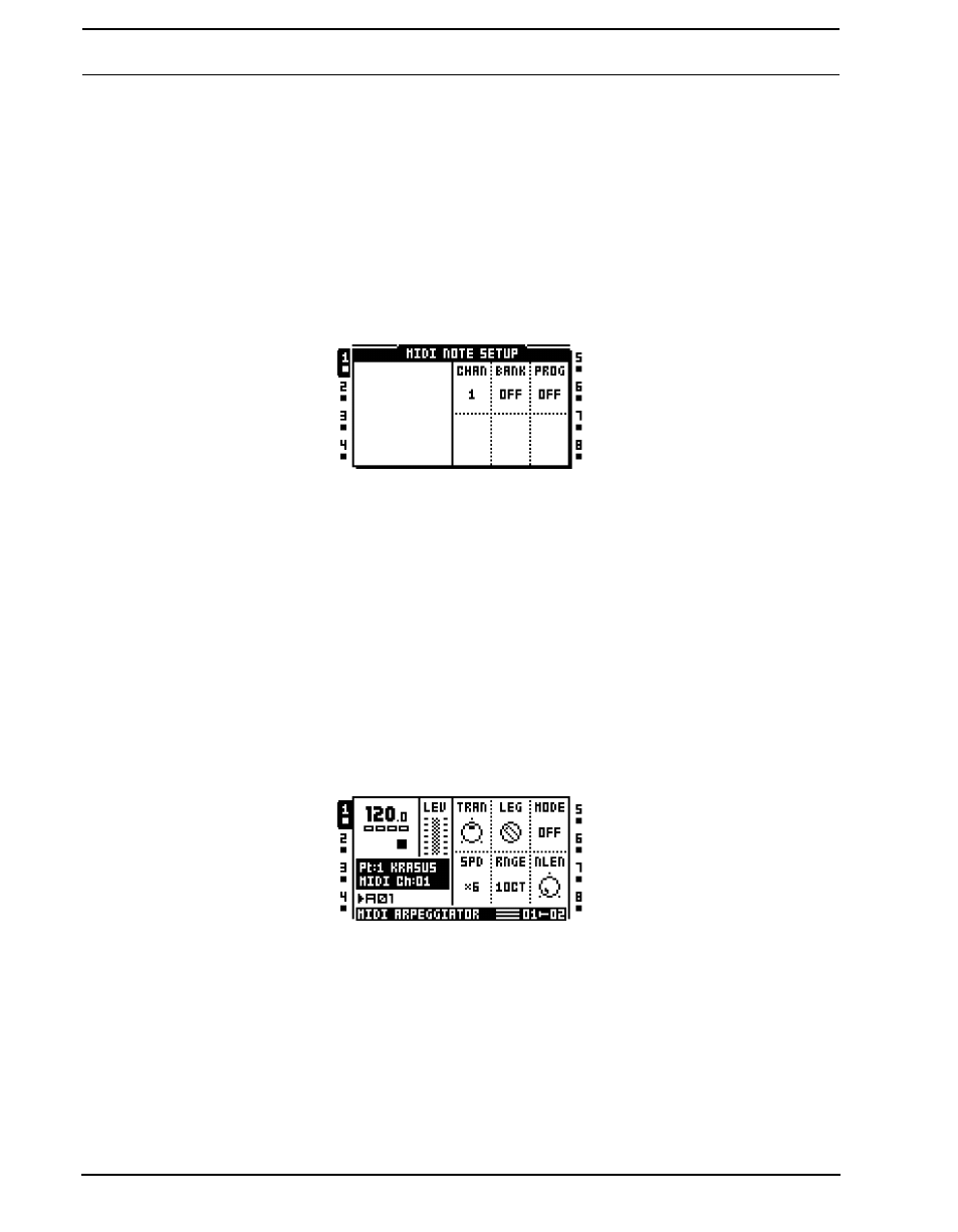 Note setup, Arpeggiator main, Note setup arpeggiator main | Elektron Octatrack User Manual | Page 126 / 189