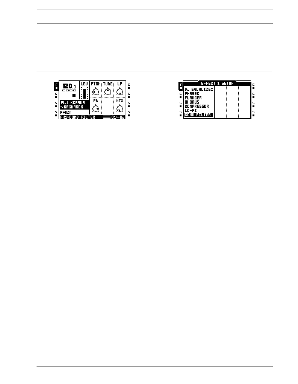 Comb filter, Comb filter main, Comb filter setup | Comb filter main comb filter setup | Elektron Octatrack User Manual | Page 174 / 189