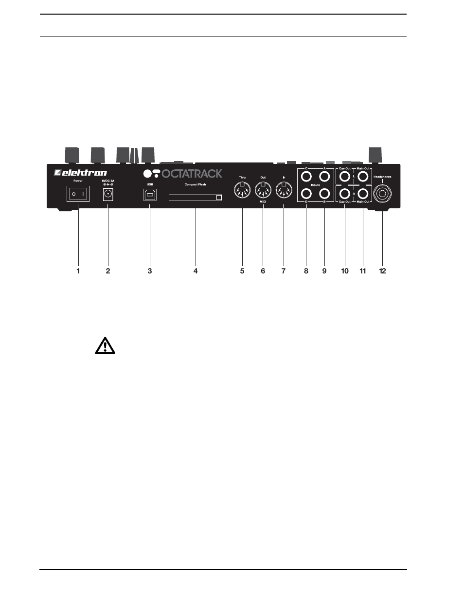 Rear connectors | Elektron Octatrack User Manual | Page 18 / 189