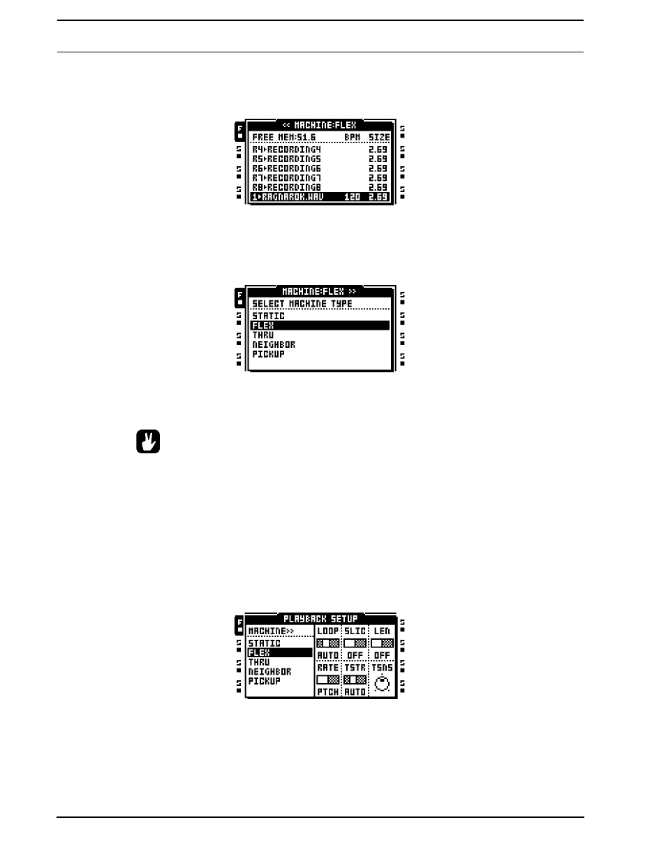 Assigning machines in the quick assign menu, Assigning machines in the playback setup menu | Elektron Octatrack User Manual | Page 78 / 189