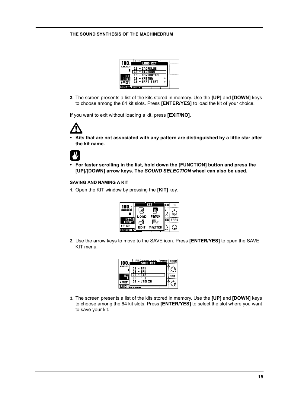 Saving and naming a kit, Saving and naming a kit -15 | Elektron Machinedrum User Manual | Page 23 / 126