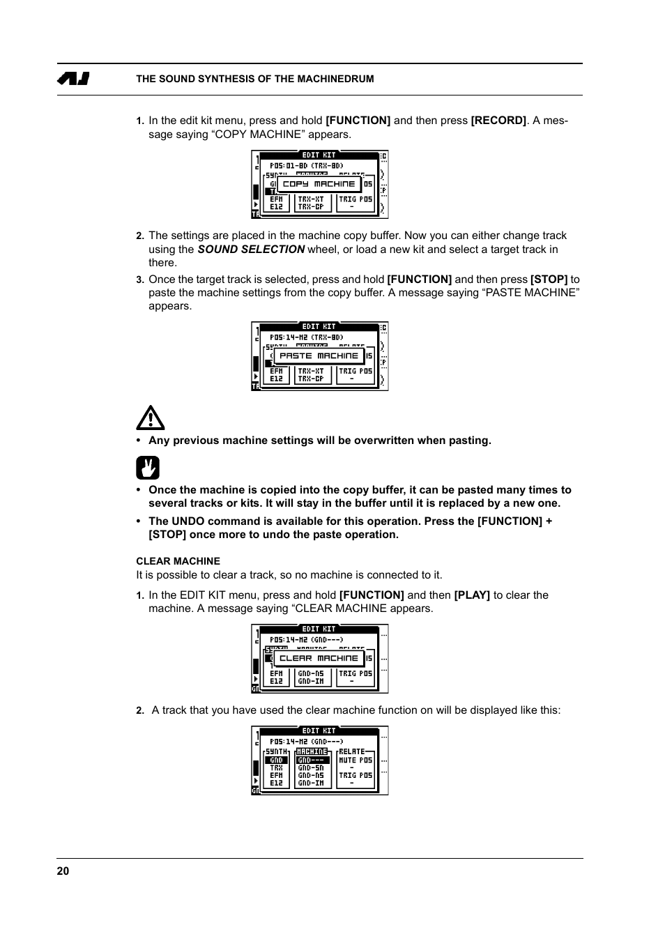 Clear machine, Clear machine -20 | Elektron Machinedrum User Manual | Page 28 / 126