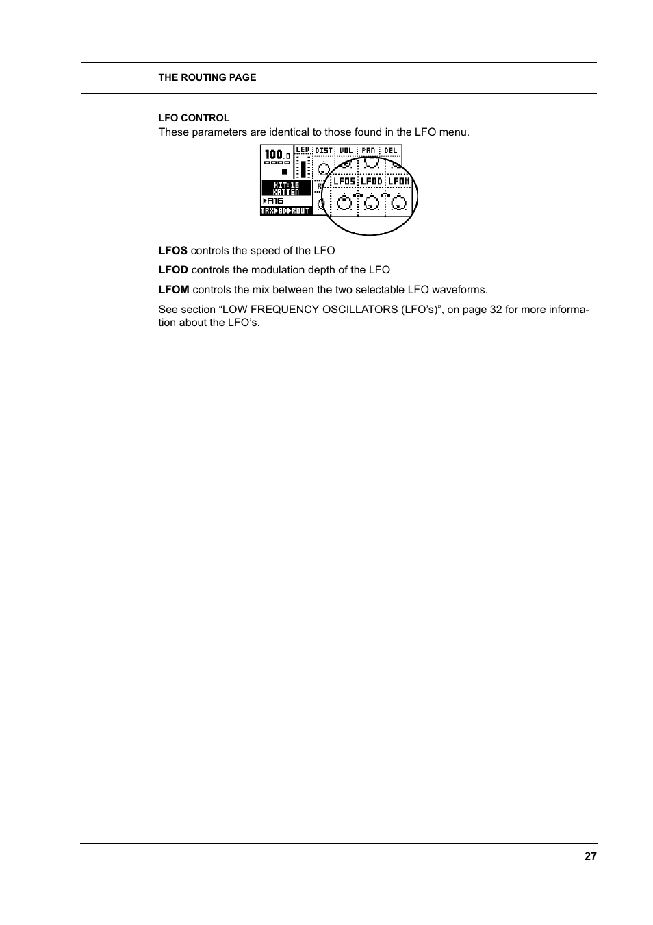 Lfo control, Lfo control -27 | Elektron Machinedrum User Manual | Page 35 / 126