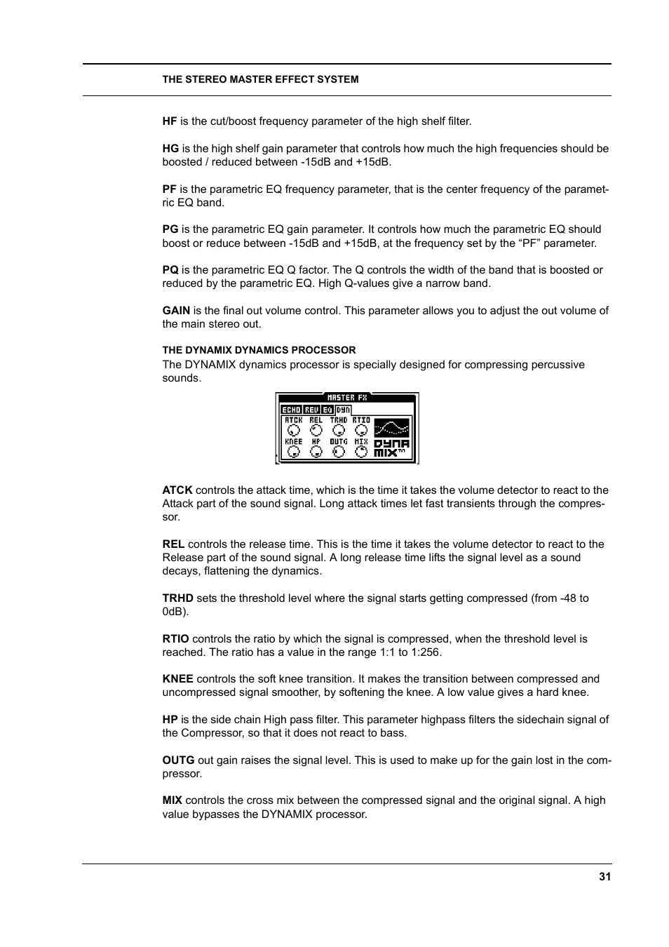 The dynamix dynamics processor, The dynamix dynamics processor -31 | Elektron Machinedrum User Manual | Page 39 / 126