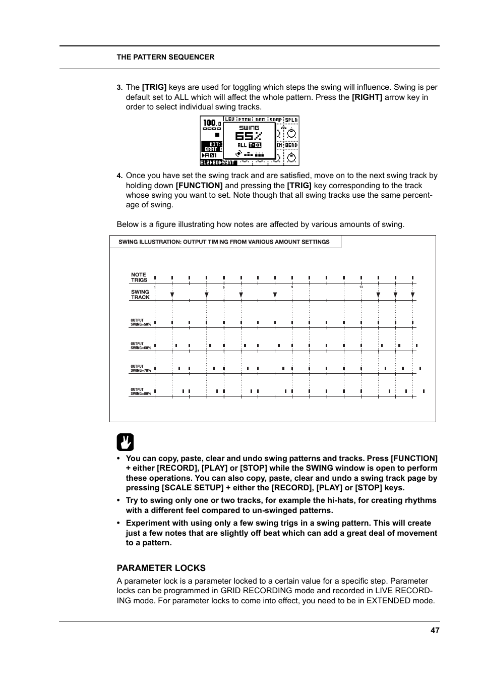 Parameter locks, Parameter locks -47 | Elektron Machinedrum User Manual | Page 55 / 126