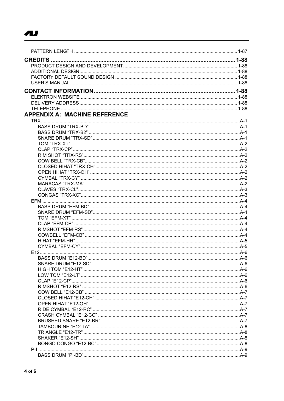 Elektron Machinedrum User Manual | Page 6 / 126