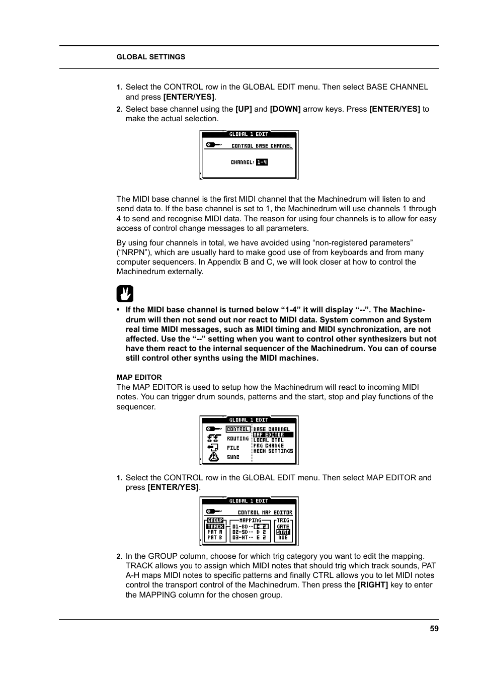 Map editor, Map editor -59 | Elektron Machinedrum User Manual | Page 67 / 126