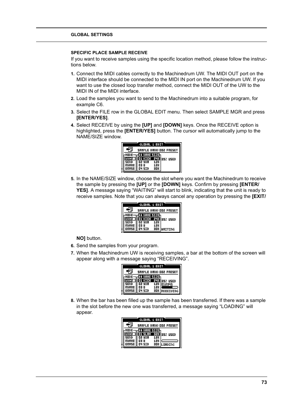 Specific place sample receive, Specific place sample receive -73 | Elektron Machinedrum User Manual | Page 81 / 126