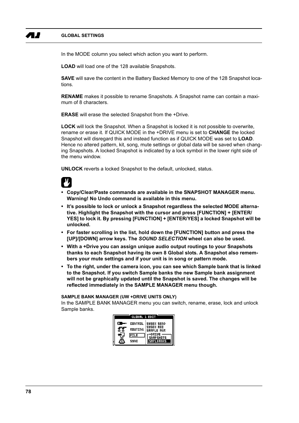 Sample bank manager (uw +drive units only), Sample bank manager (uw +drive units only) -79 | Elektron Machinedrum User Manual | Page 86 / 126