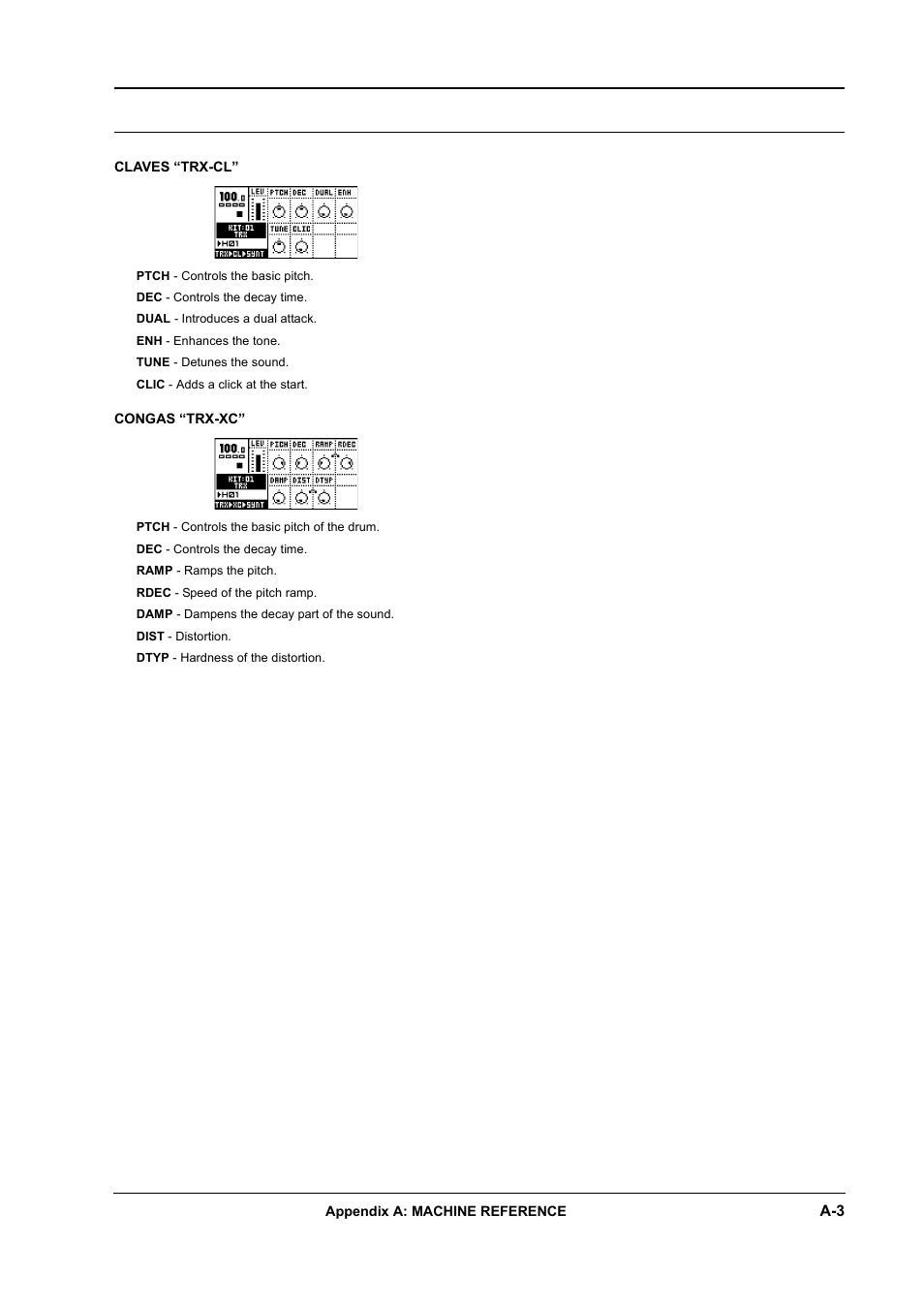 Claves “trx-cl, Congas “trx-xc | Elektron Machinedrum User Manual | Page 99 / 126