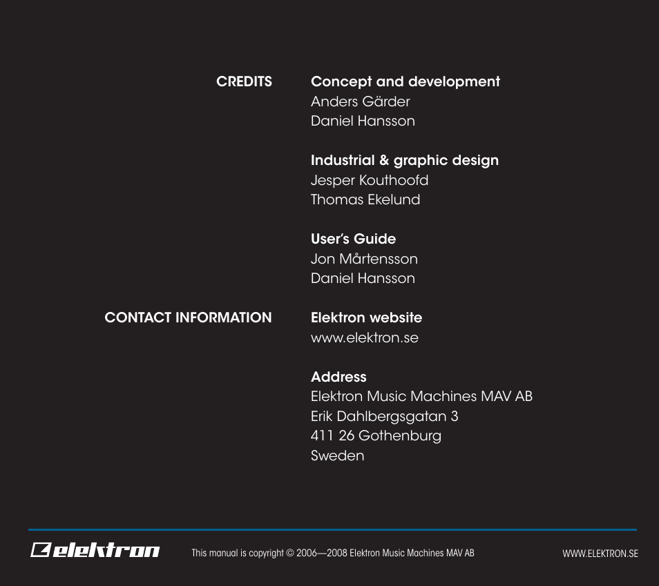 Elektron TM-1 User Manual | Page 10 / 10