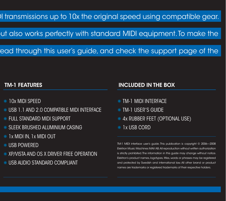 Elektron TM-1 User Manual | Page 3 / 10