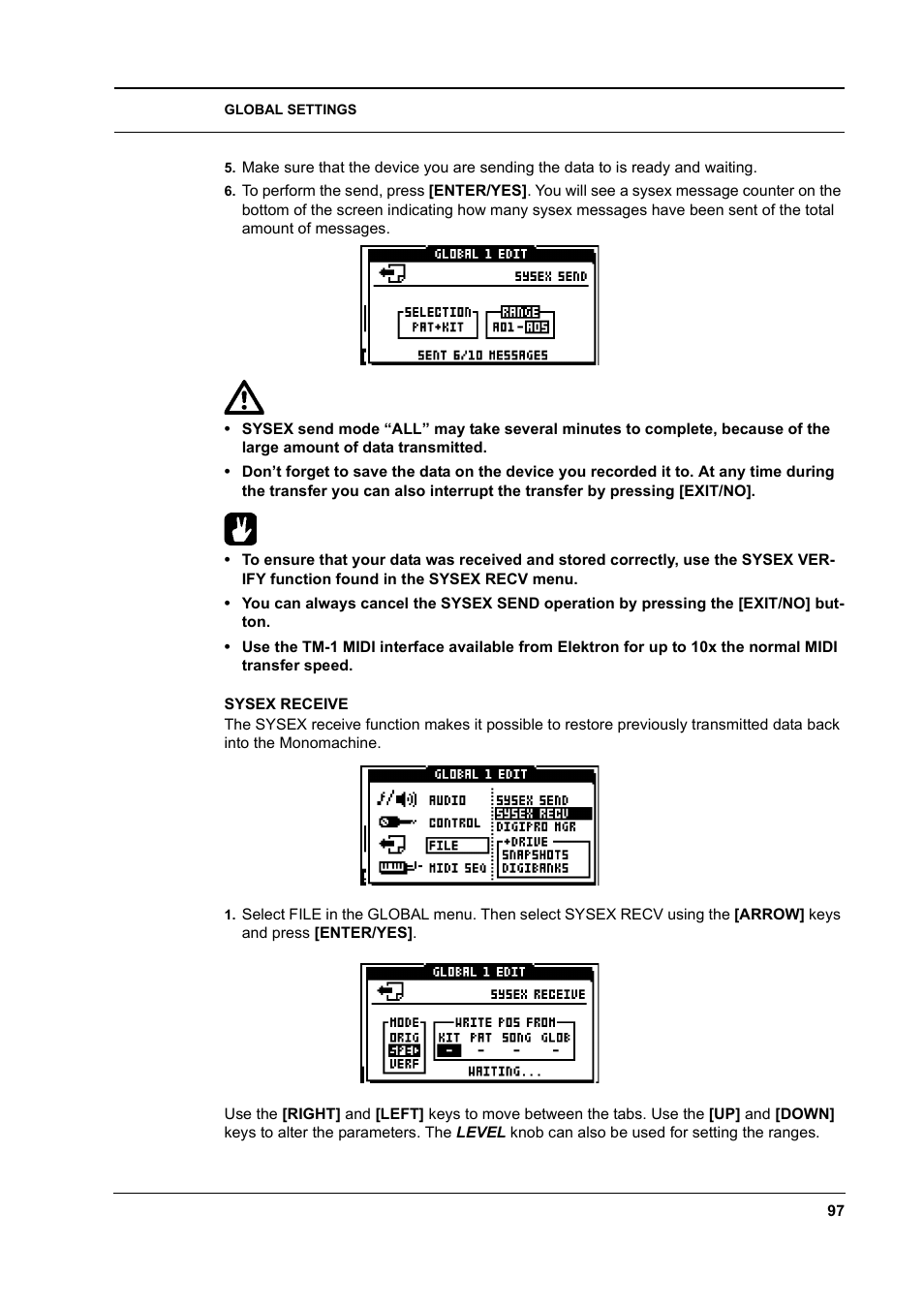Sysex receive, Sysex receive -97 | Elektron Monomachine User Manual | Page 105 / 158