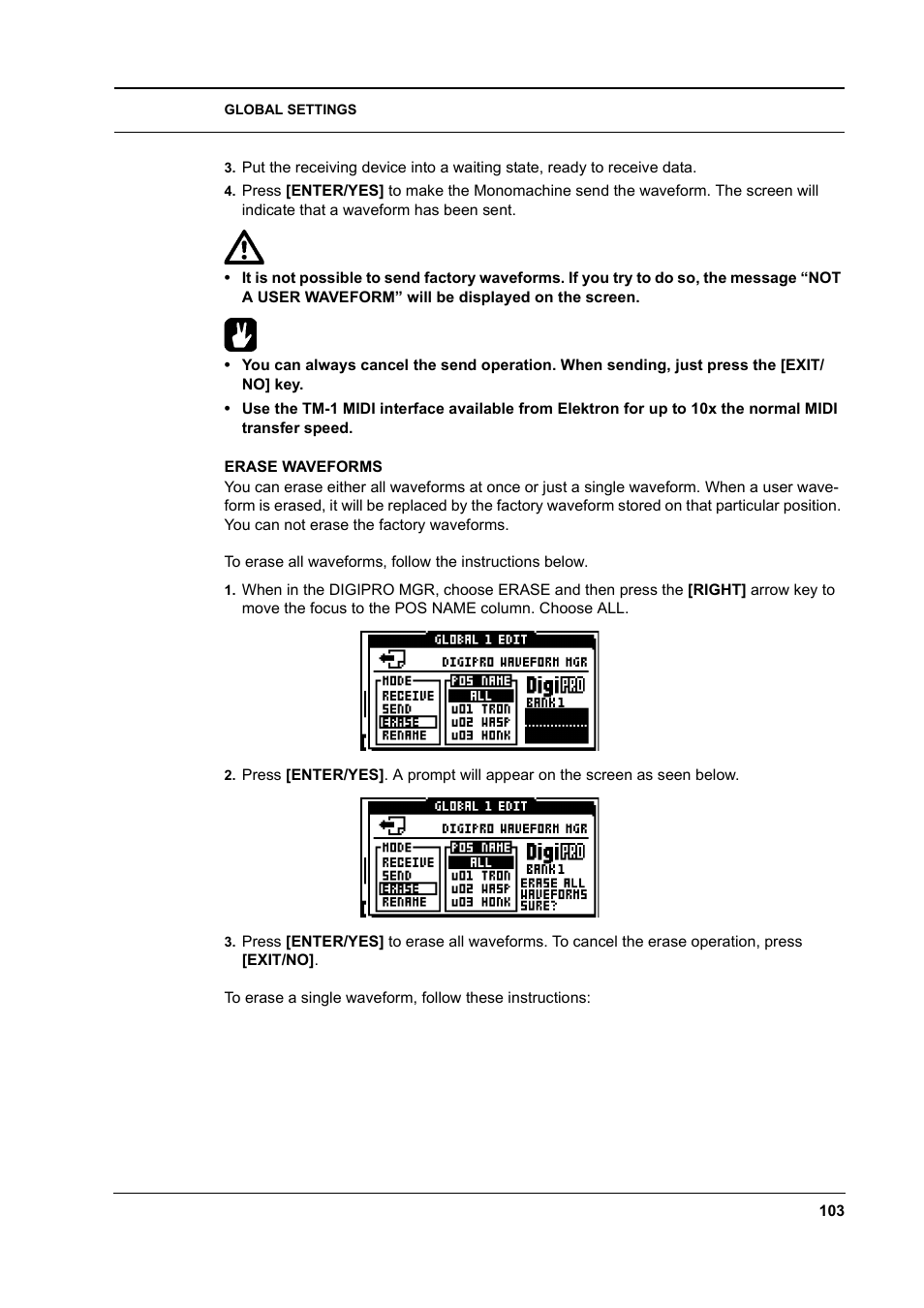 Erase waveforms, Erase waveforms -103 | Elektron Monomachine User Manual | Page 111 / 158