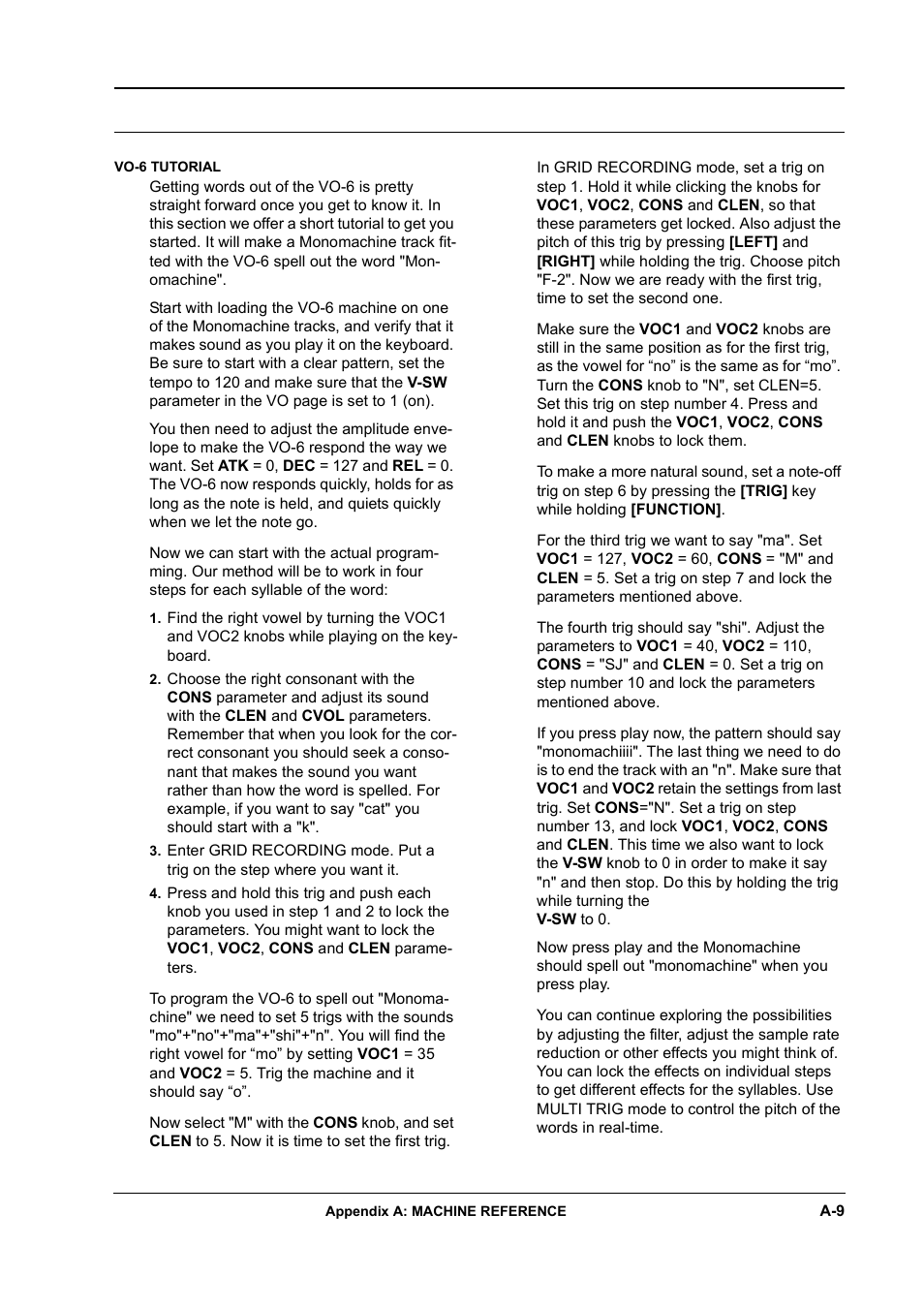 Vo-6 tutorial | Elektron Monomachine User Manual | Page 133 / 158
