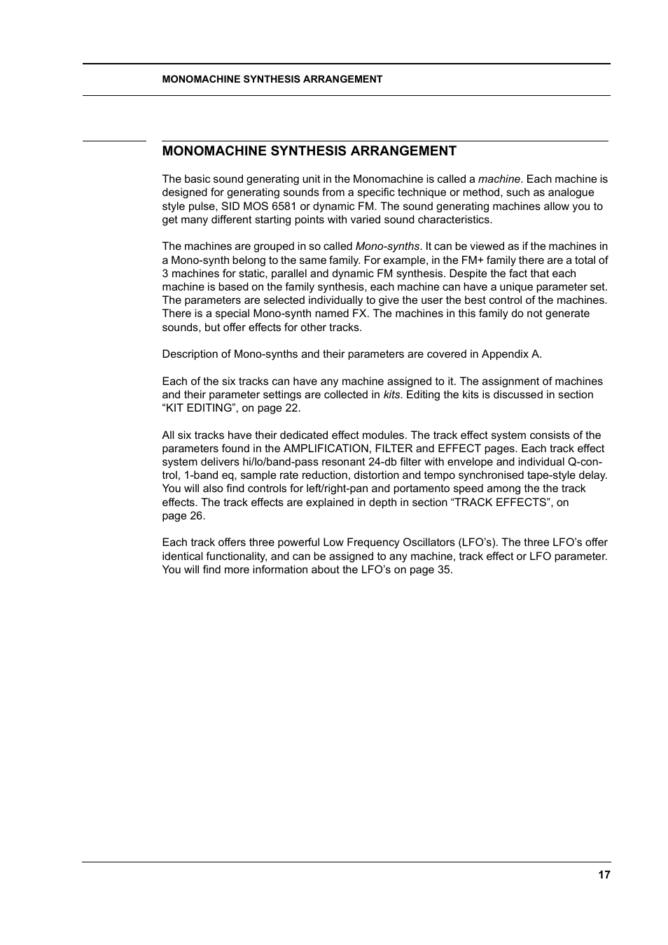 Monomachine synthesis arrangement, Monomachine synthesis arrangement -17 | Elektron Monomachine User Manual | Page 25 / 158