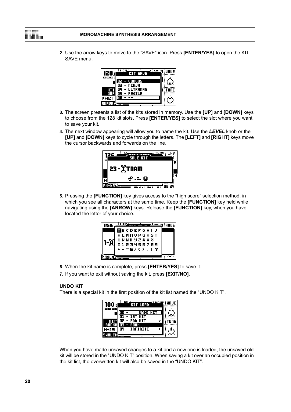 Undo kit, Undo kit -20 | Elektron Monomachine User Manual | Page 28 / 158