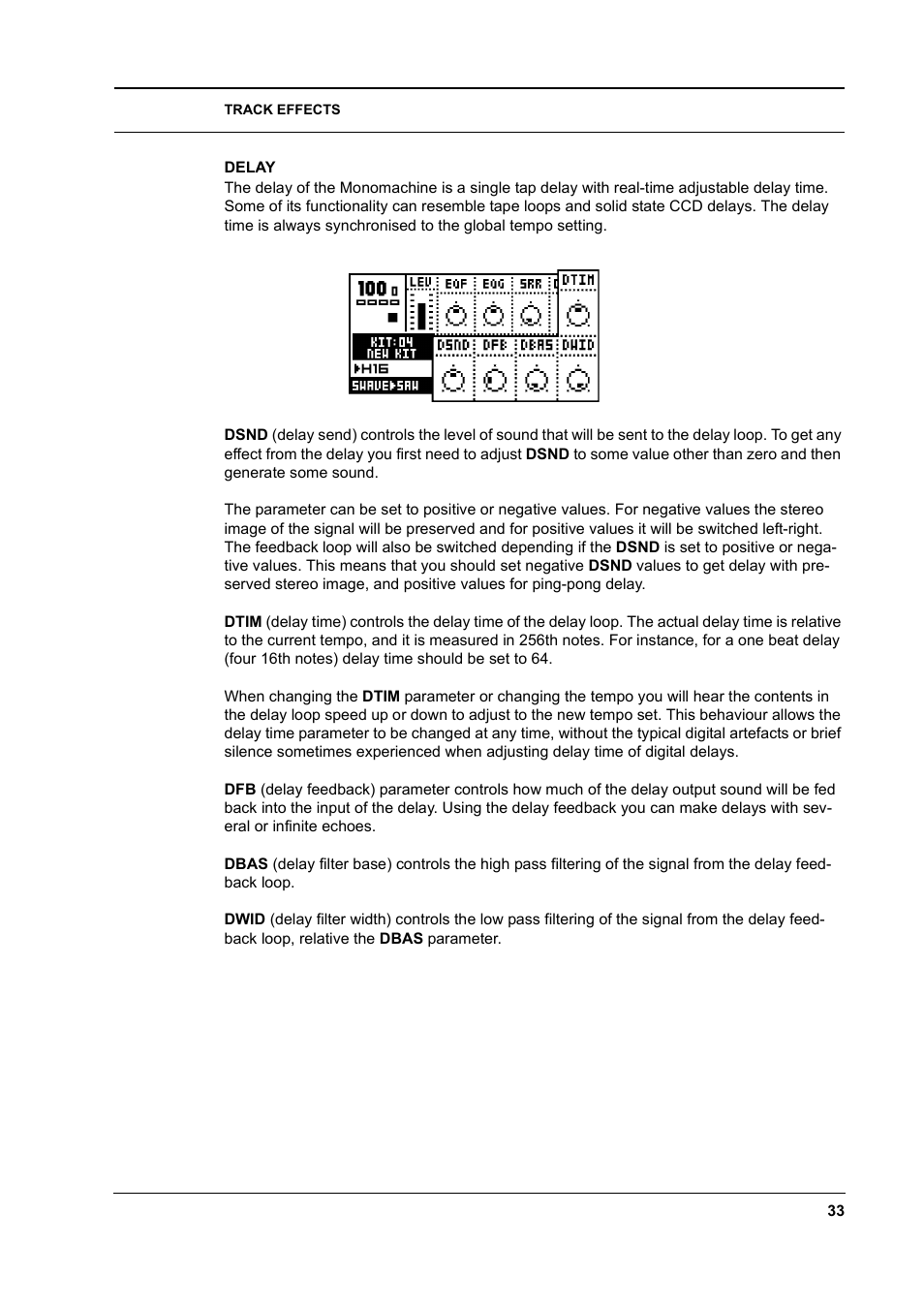 Delay, Delay -33 | Elektron Monomachine User Manual | Page 41 / 158
