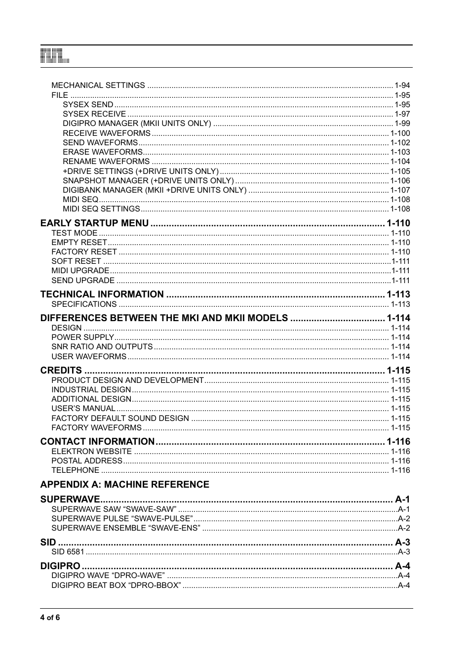 Elektron Monomachine User Manual | Page 6 / 158