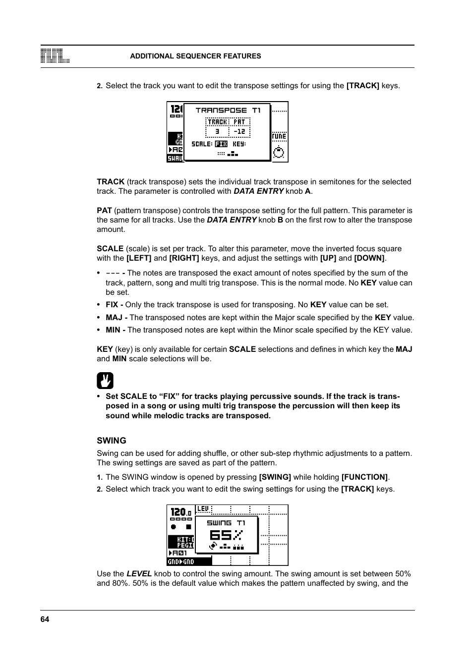 Swing, Swing -64 | Elektron Monomachine User Manual | Page 72 / 158
