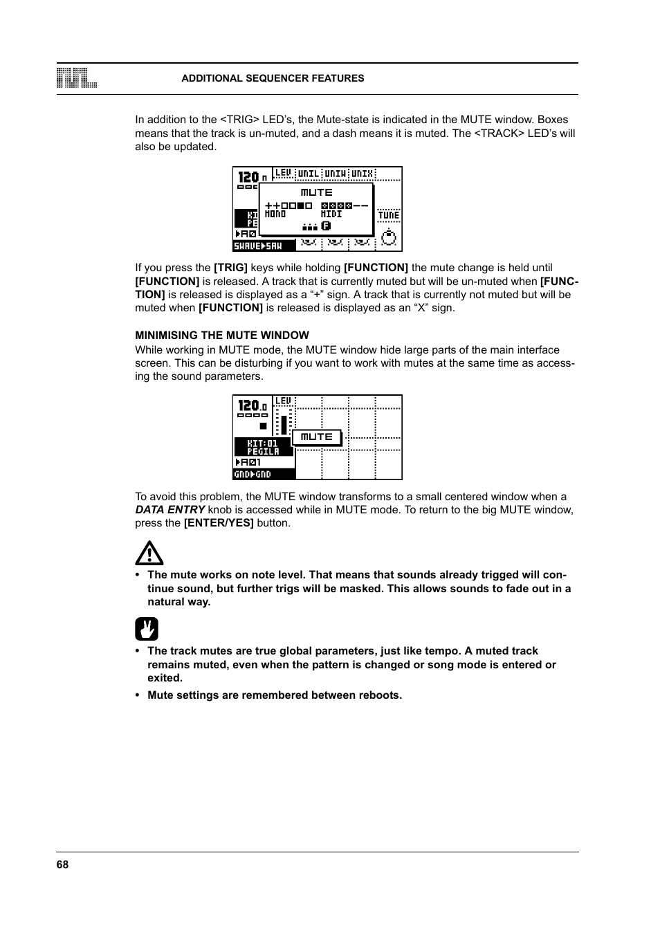 Minimising the mute window, Minimising the mute window -68 | Elektron Monomachine User Manual | Page 76 / 158