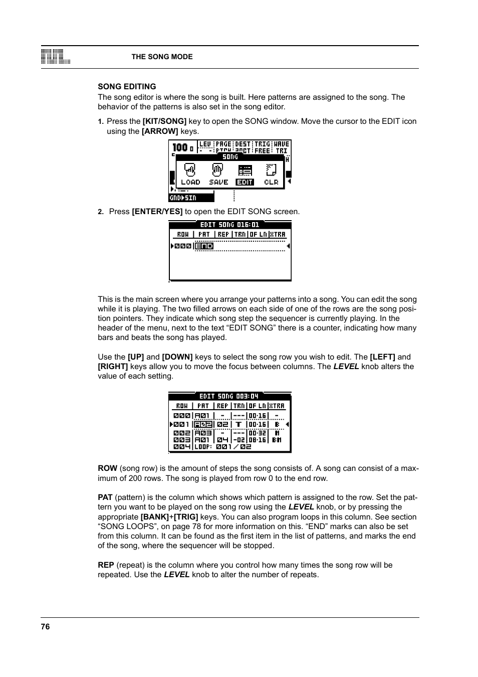 Song editing, Song editing -76 | Elektron Monomachine User Manual | Page 84 / 158