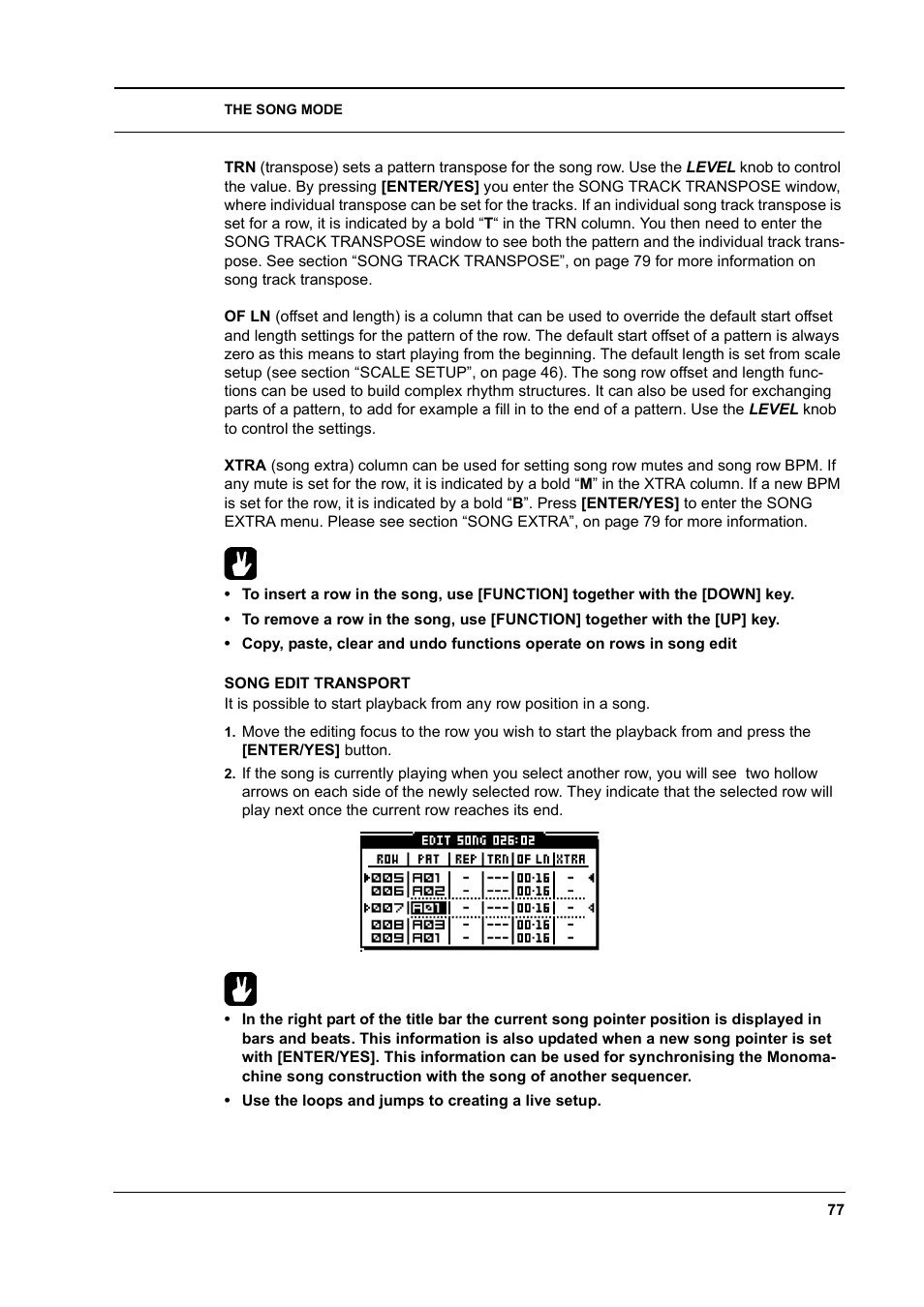 Song edit transport, Song edit transport -77 | Elektron Monomachine User Manual | Page 85 / 158