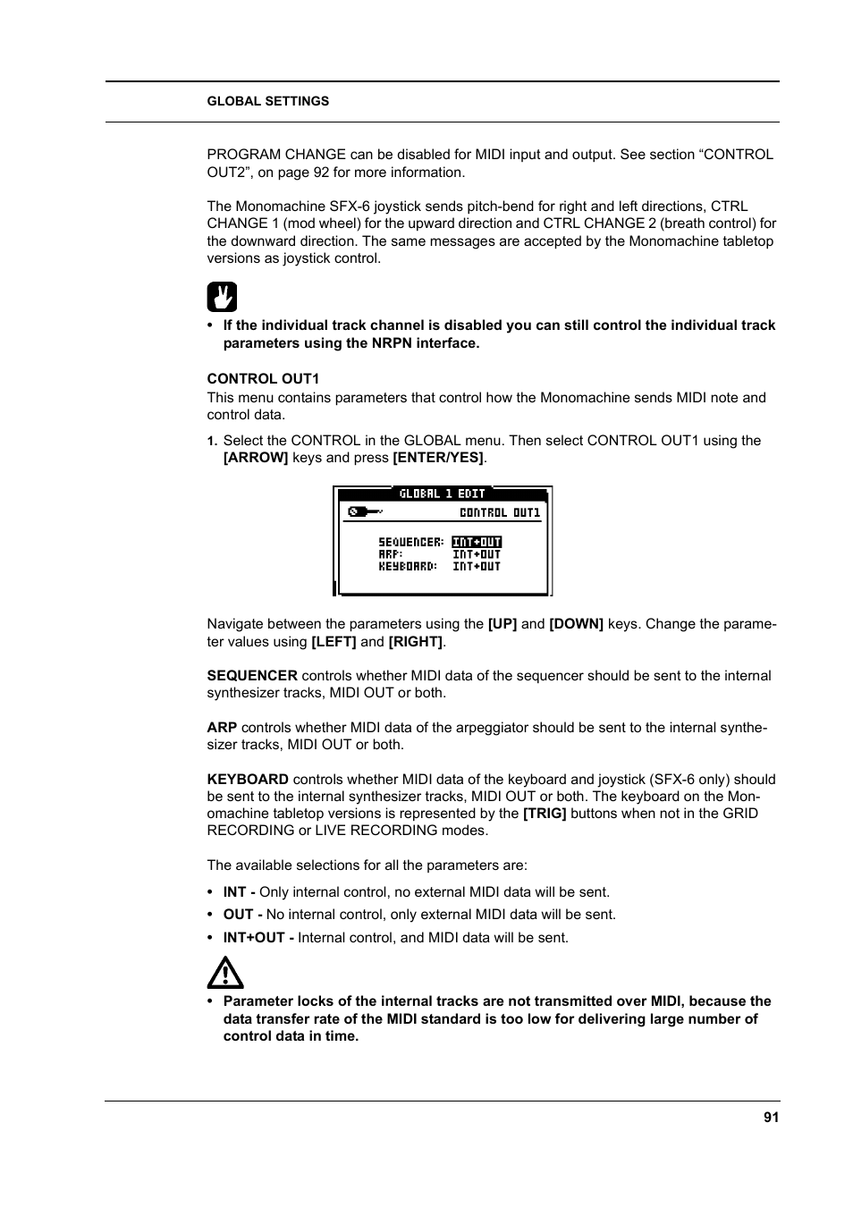 Control out1, Control out1 -91 | Elektron Monomachine User Manual | Page 99 / 158