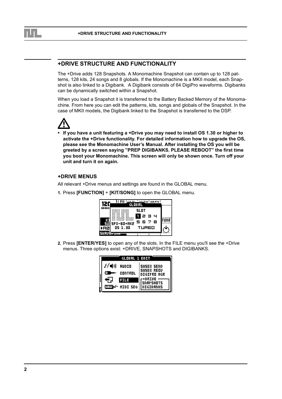 Drive structure and functionality, Drive menus | Elektron Monomachine User Manual | Page 4 / 9