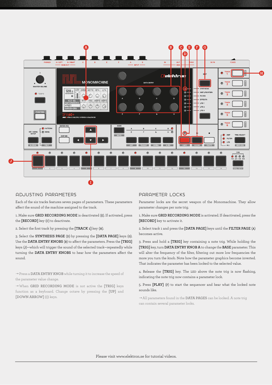 Parameter, Locks, Adjusting | Parameters | Elektron Monomachine User Manual | Page 2 / 2