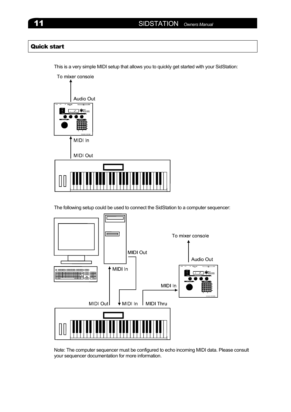 Quick start, Sidstation | Elektron Sidstation User Manual | Page 11 / 45