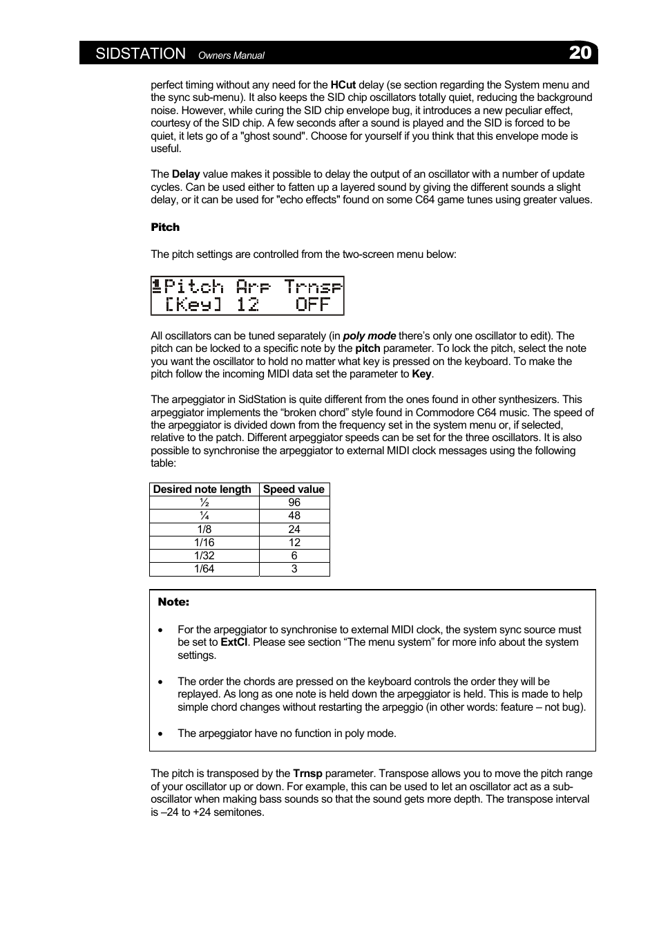 Pitch, Sidstation | Elektron Sidstation User Manual | Page 20 / 45