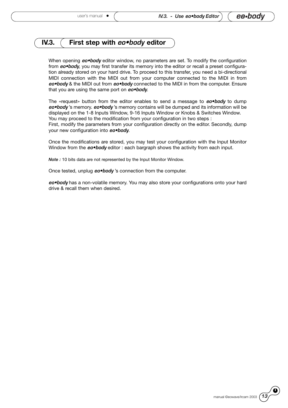 Iv.3. first step with eo•body editor | Eowave Eobody1 User Manual | Page 13 / 29
