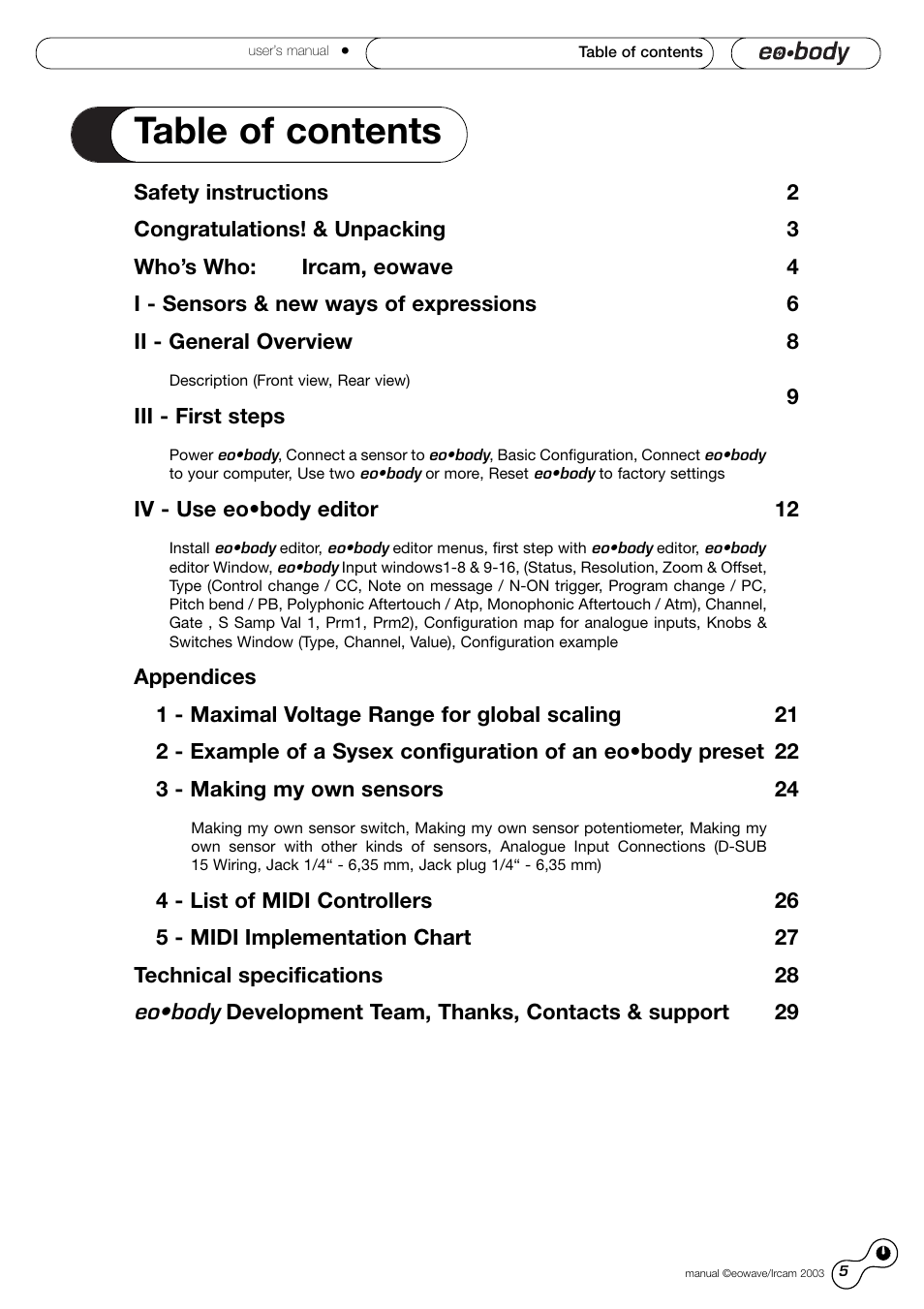 Eowave Eobody1 User Manual | Page 5 / 29