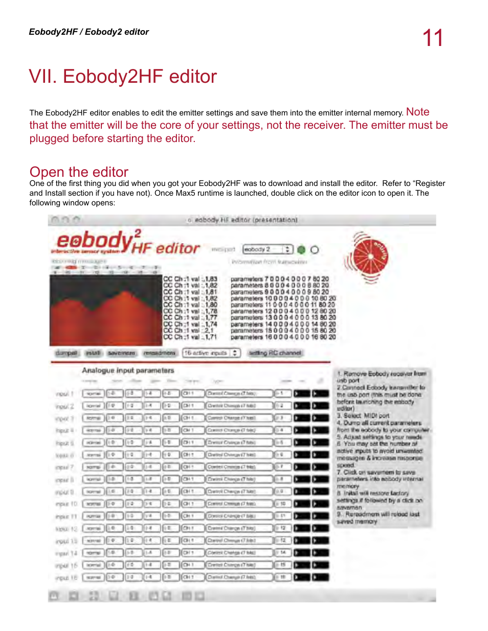 Vii. eobody2hf editor | Eowave eobody 2 HF v1.2 User Manual | Page 11 / 24