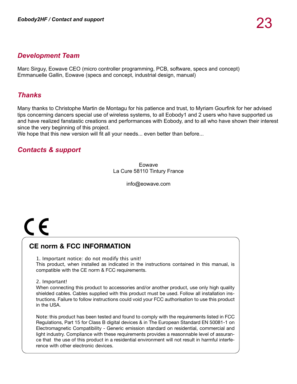 Eowave eobody 2 HF v1.2 User Manual | Page 23 / 24