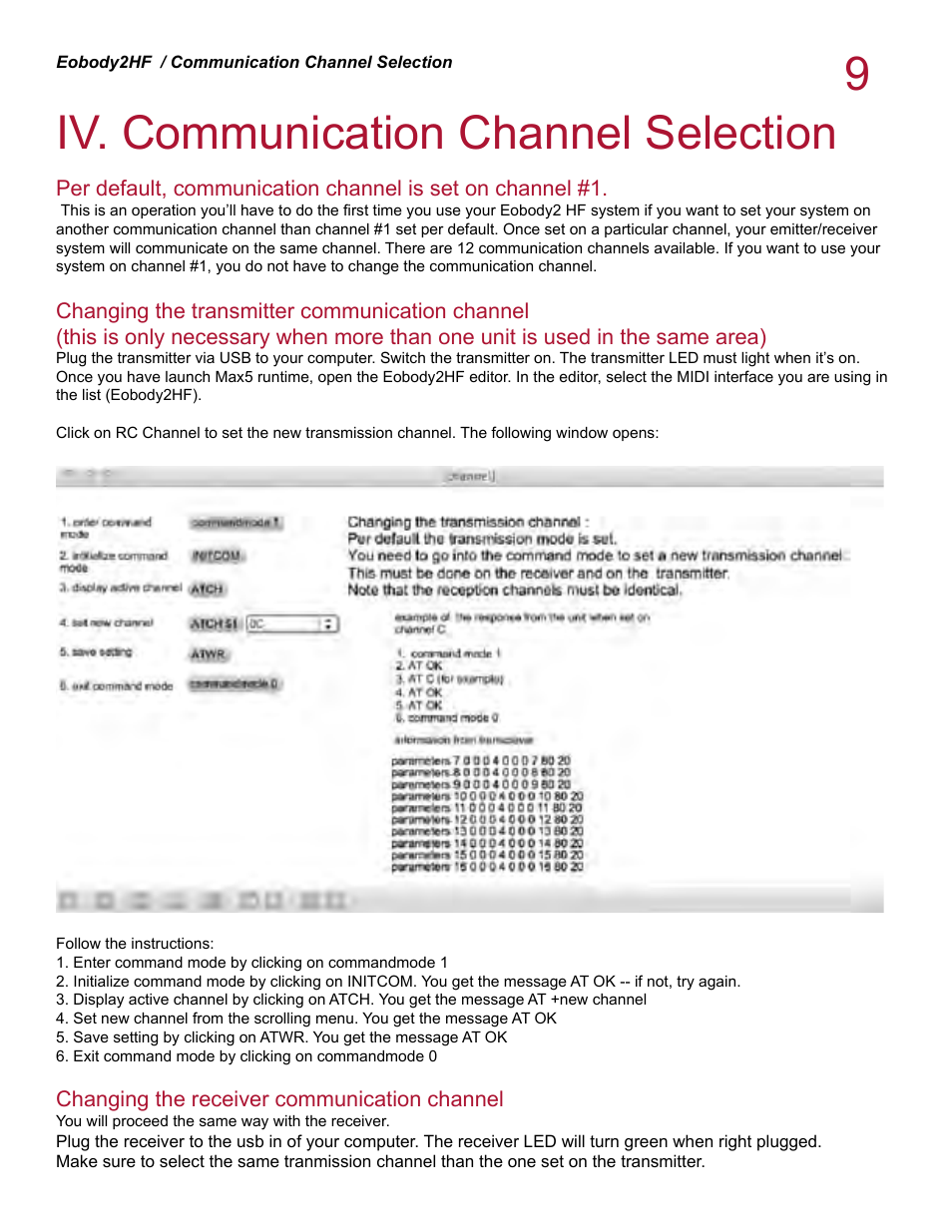 Iv. communication channel selection | Eowave eobody 2 HF v1.2 User Manual | Page 9 / 24