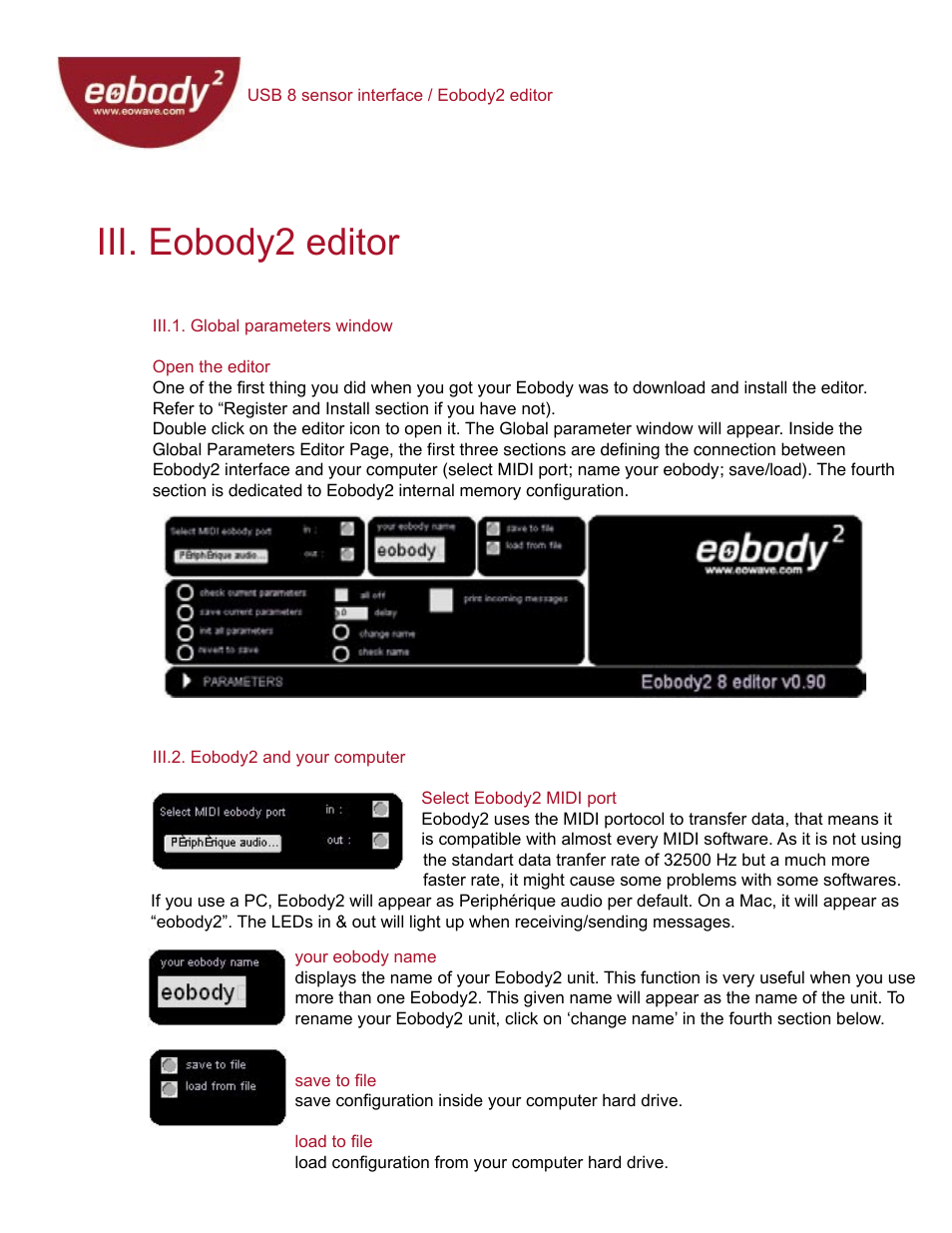 Iii. eobody2 editor | Eowave Eobody2 USB8 SensorBox User Manual | Page 11 / 25