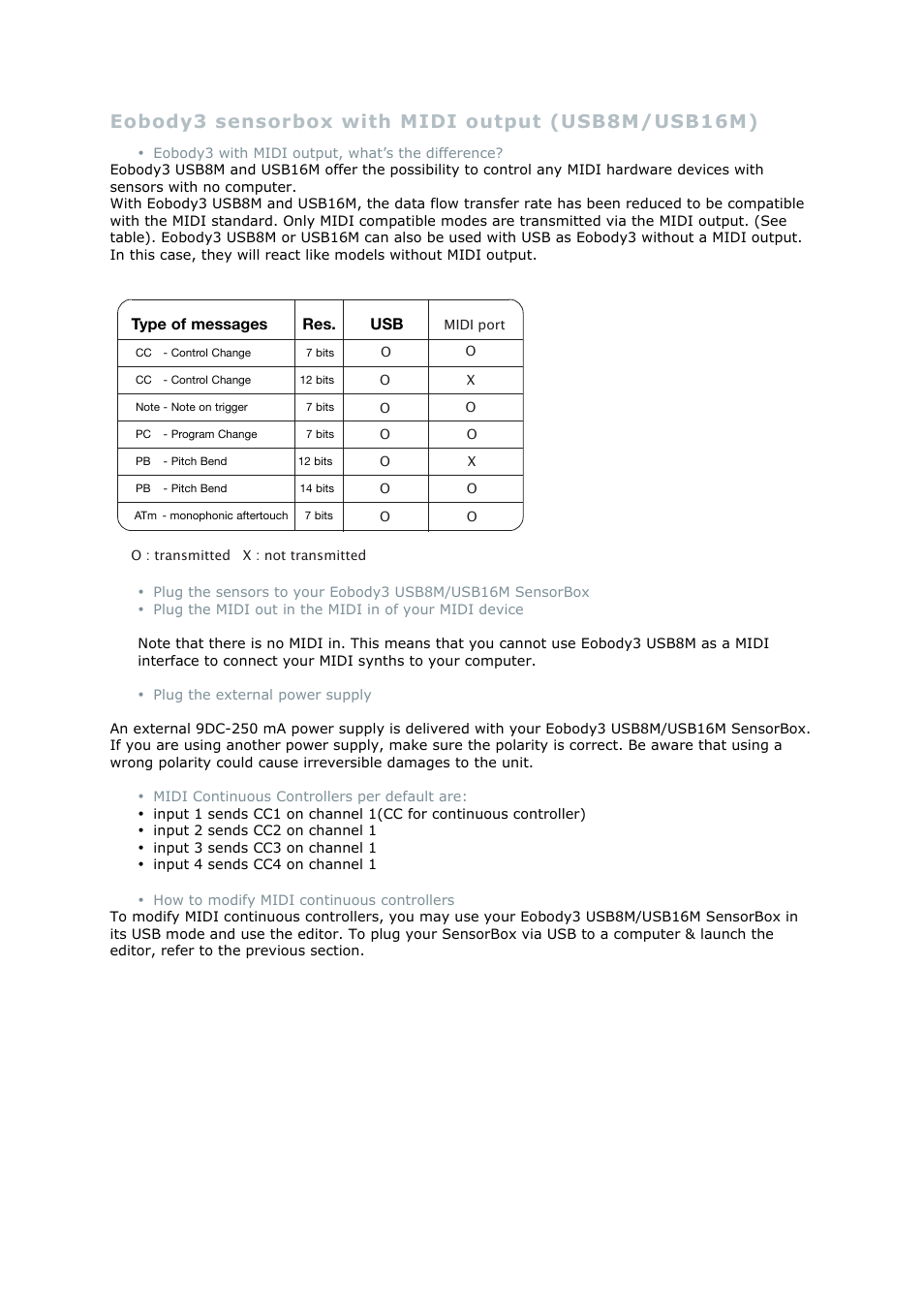 Eobody3 sensorbox with midi output (usb8m/usb16m) | Eowave Eobody3 User Manual | Page 16 / 19