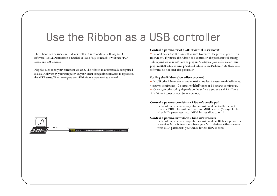 Use the ribbon as a usb controller | Eowave Ribbon User Manual | Page 6 / 15