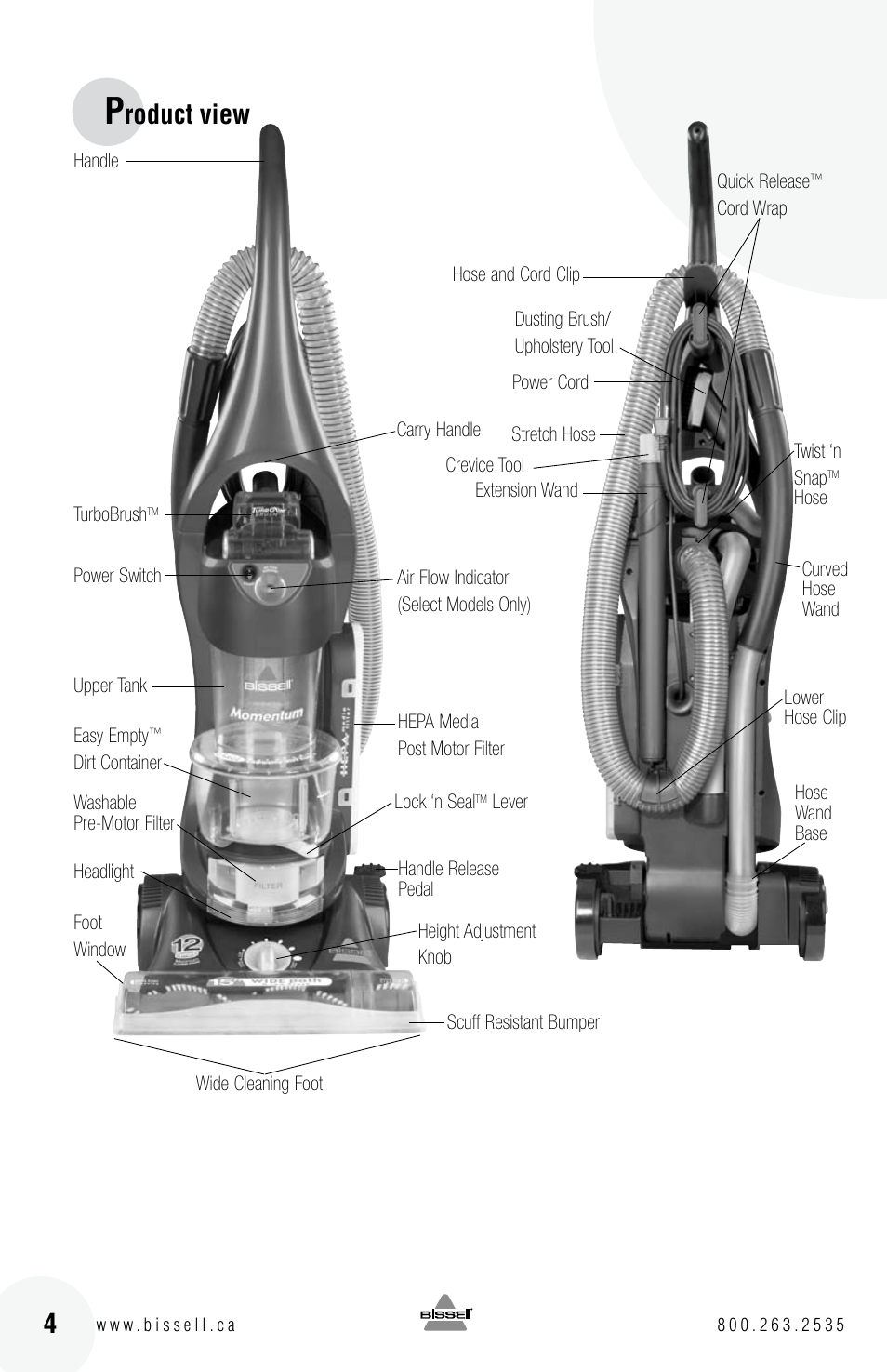 Roduct view | Bissell 6 3 9 0 User Manual | Page 4 / 20