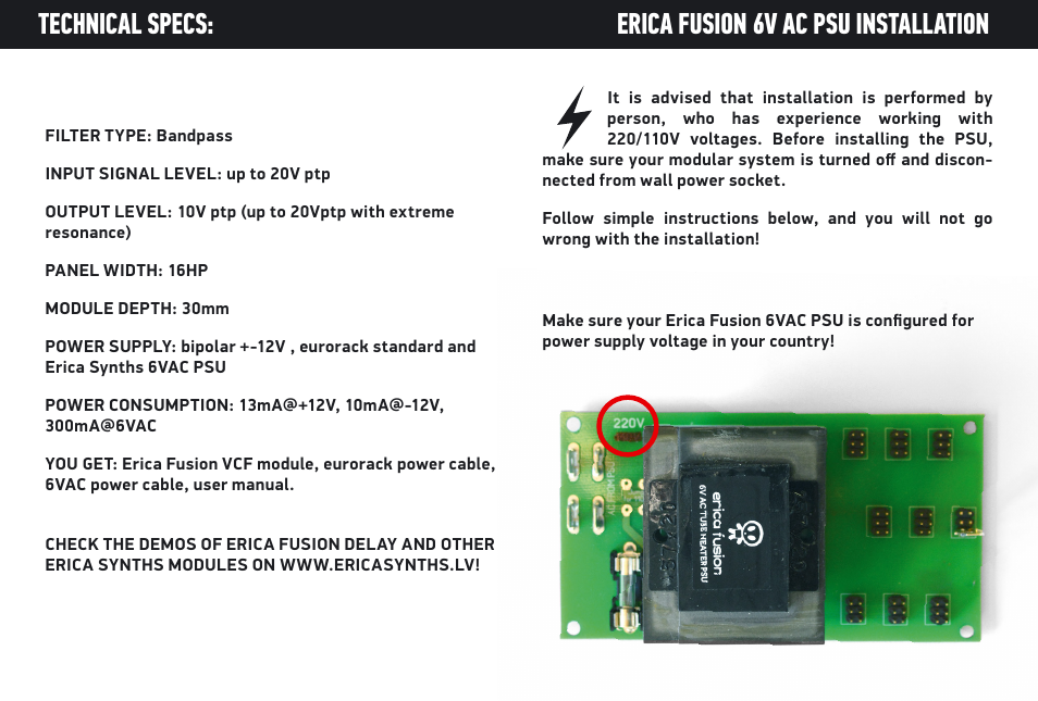 Erica Synths Fusion VCF User Manual | Page 3 / 6