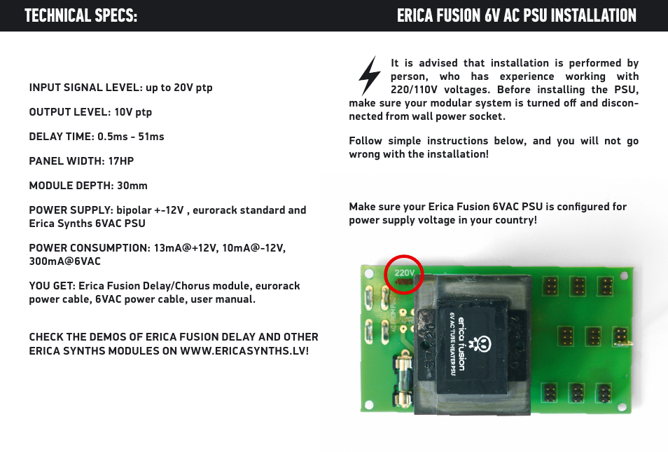 Erica Synths Fusion analogue Chorus/Delay User Manual | Page 3 / 6