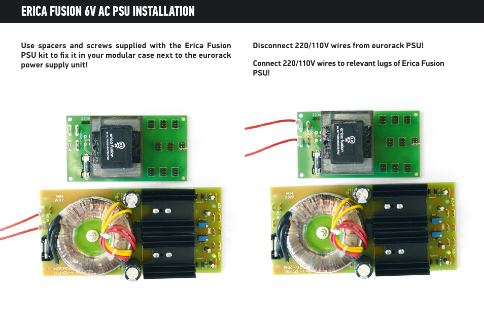 Erica fusion 6v ac psu installation | Erica Synths Fusion analogue Chorus/Delay User Manual | Page 4 / 6