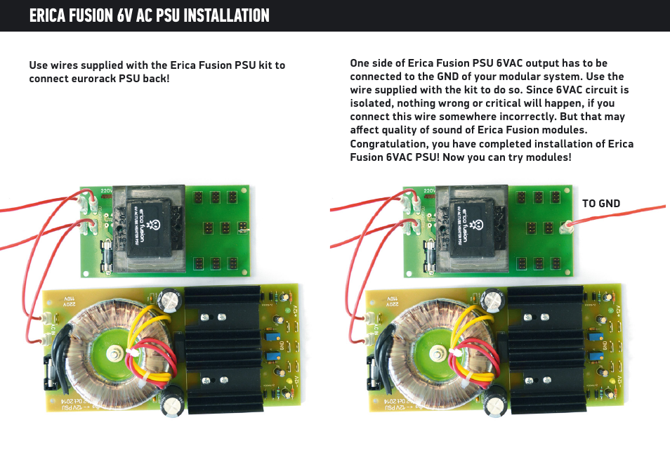 Erica fusion 6v ac psu installation | Erica Synths Fusion analogue Chorus/Delay User Manual | Page 5 / 6