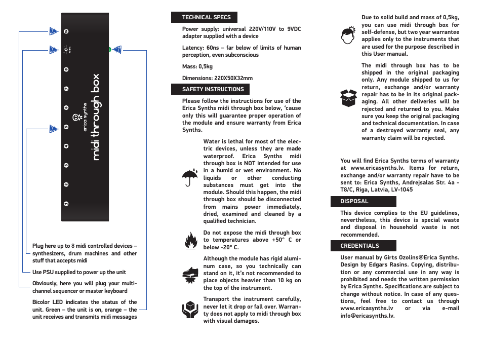 Erica Synths Midi Through Box User Manual | Page 2 / 2