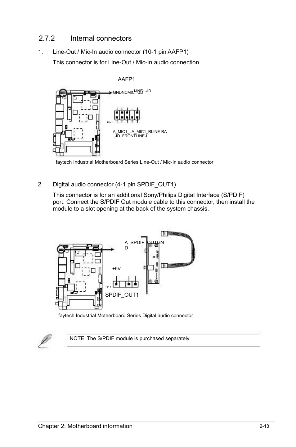 Internal connectors | faytech Industrial Motherboard Series User Manual | Page 21 / 44