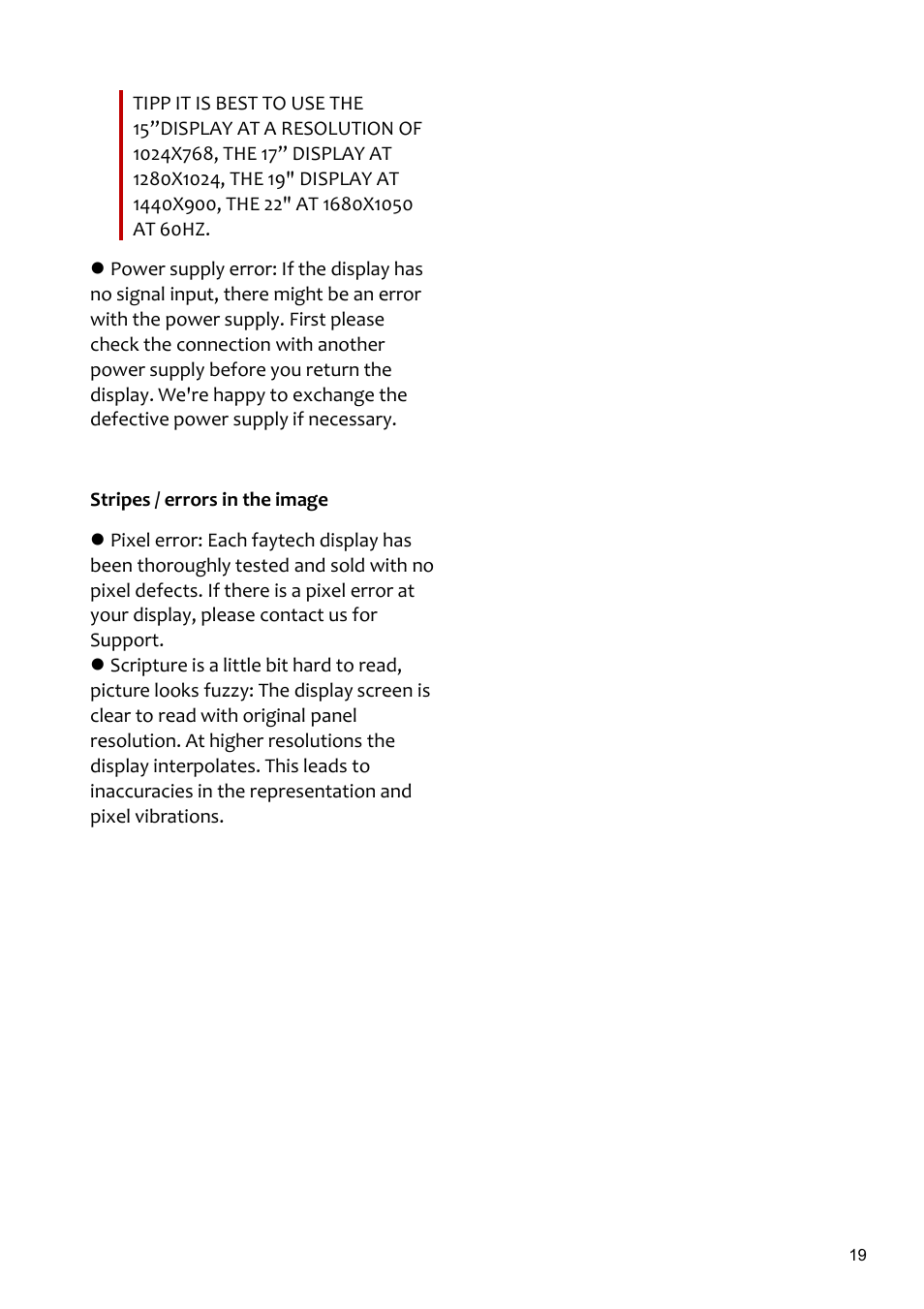 faytech 26" Vandal Non-Touch Monitor User Manual | Page 19 / 22